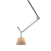 подвесной светильник на шарнирной конструкции с тканевым абажуром