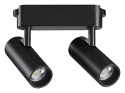 двухламповый накладной магнитный светильник с серебристым корпусом для магнитного трека 24V