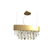 подвесной светильник с золотистым корпусом и кристаллами