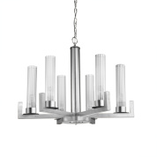 люстра с шестью цилиндрическими плафонами серебристого цвета