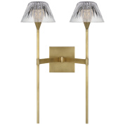 двухламповое настенное бра с прозрачными рифлёными плафонами