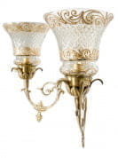 Ornate Brass &amp; Cut Glass Double Wall Sconce бра FOS Lighting JalAntq-JaipurGhanti-WL2