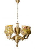Traditional 5 Light Brass And Unique Glass Chandelier люстра FOS Lighting Priyanka-Verka-CH5