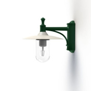настенный светильник с металлическим плафоном зелёного цвета и прозрачной колбой
