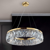 подвесная хрустальная люстра с кольцевой рамой и кристальными нитями