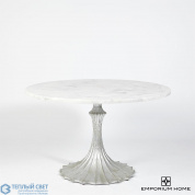 Flute Table 48 White Marble Top w/26 Silver Leaf Base Global Views стол