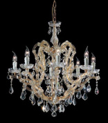 классическая подвесная люстра с восьмью рожками и россыпью прозрачных кристаллов