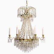 6 Arm Empire Crystal Chandelier in Polished Brass with Crystal Drops люстра Gustavian 305502203