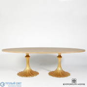Flute Table 96 Cerused Oak Top w/26 Gold Leaf Base Global Views стол