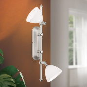 настенное бра с двумя конусными плафонами на вертикальной основе in satin opal