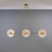 шестиламповая линейная подвесная люстра с керамическими дисками с матовой белой полосой