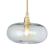 подвесной светильник с овальным стеклянным плафоном переливчатого золотистого оттенка