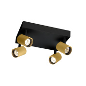 двойной потолочный спот черный с золотыми вставками