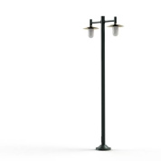 двойной уличный фонарь на зелёной опоре