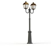 уличный фонарь с двумя рожками в бронзовом исполнении