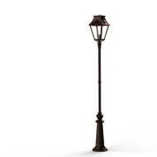 уличный фонарный столб коричневого оттенка с прозрачным плафоном