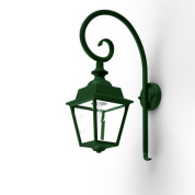 настенное бра с фонарным плафоном зелёного цвета на кронштейне
