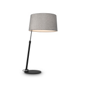 настольная лампа с тканевым абажуром и черной стойкой