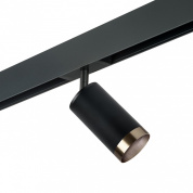 потолочный светильник на штанге черного оттенка с цилиндрическим корпусом для однофазного шинопровода