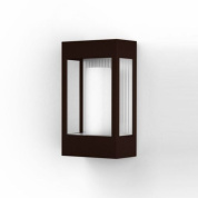 настенное бра коричневого цвета с прямоугольным корпусом и стеклянным рассеивателем