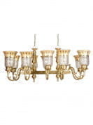 Unique Horizontal Cast Brass Rectangular 10 Light Chandelier люстра FOS Lighting Recta-PlMoom-CH10