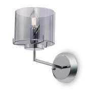 настенный светильник с полупрозрачным плафоном из серого стекла и хромированной подложкой