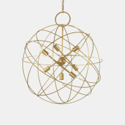 подвесной светильник с декоративным сферическим каркасом золотого цвета