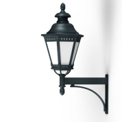 настенный уличный светильник на кронштейне с металлическим куполом тёмно-зелёного оттенка