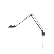 настенный светильник для чтения с многосекционным рычагом и тёмной дисковой головкой