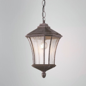 уличный подвесной фонарь классической формы с прозрачным стеклянным плафоном на цепи