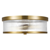 накладной потолочный светильник с рифлёным стеклянным барабаном и металлической окантовкой