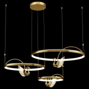 многоуровневая подвесная люстра с кольцами и золотыми лебедями