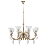 восьмирожковая подвесная люстра с ребристыми стеклянными чашами