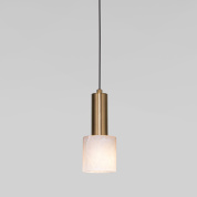 подвесной светильник с цилиндрическим текстильным абажуром на штанге