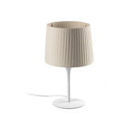 64310-38 SAMBA WHITE TABLE LAMP BEIGE RIBBONED LAMPSHADE ø2 настольная лампа Faro barcelona