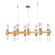 подвесная люстра с шестнадцатью стеклянными плафонами на кольце