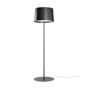 торшер с цилиндрическим абажуром на металлической стойке чёрного цвета