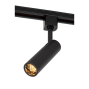 трековый спот черного цвета с поворотным цилиндрическим модулем для однофазного шинопровода
