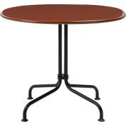 круглый стол бистро с металлическим основанием и деревянной столешницей