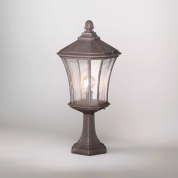 уличный парковый фонарь на стойке с прозрачным стеклянным плафоном