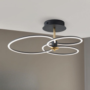 потолочный светильник с переплетёнными световыми контурами в чёрно-золотом исполнении