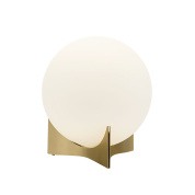 прикроватный светильник с матовым шарообразным плафоном на латунной подставке