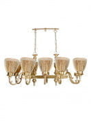 Unique Linear Cast Brass Rectangular 10 Light Chandelier люстра FOS Lighting Recta-GoldenCrincle207-CH10