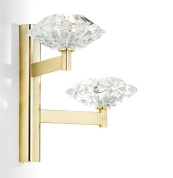 настенное бра с двумя кристаллическими плафонами на латунном кронштейне