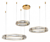 многоуровневая подвесная люстра с кольцевыми модулями из металла и акрила