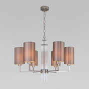 подвесная люстра с пятью текстильными абажурами на металлическом каркасе