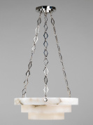 подвесной светильник с алебастровой чашей в никелевом корпусе