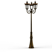уличный фонарный столб бронзового оттенка с пятью рожками