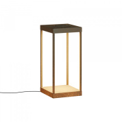 уличный фонарь среднего размера из антикварной латуни с прямоугольным корпусом на основании