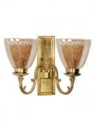 Rectangular Brass With Lustrous Glass Double Wall Sconce бра FOS Lighting Recta-GoldenCrincle207-WL2